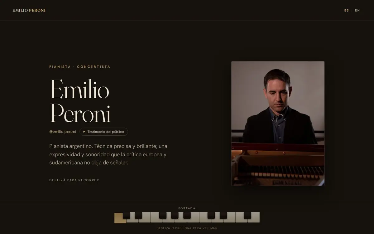 Portada de emilioperoni.com en escritorio