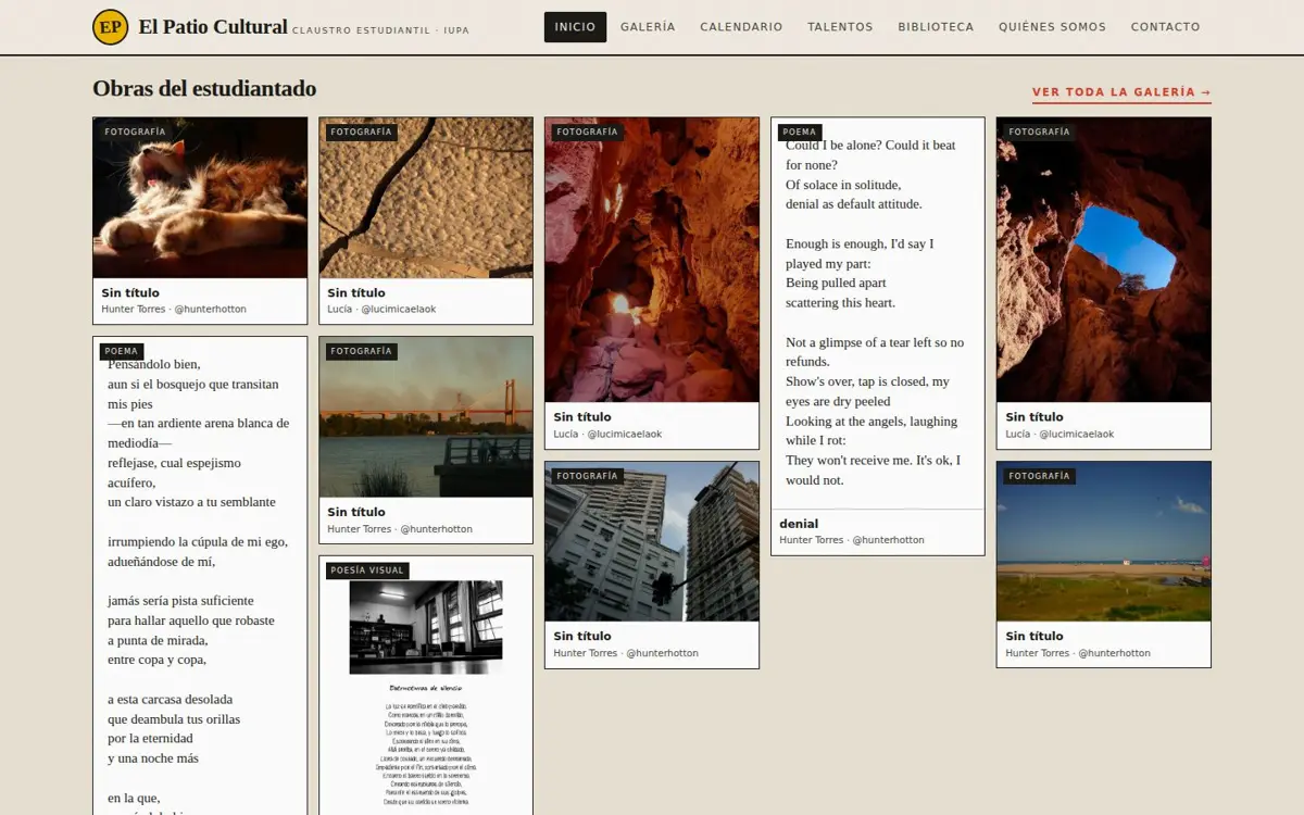 Galería de obras del estudiantado en elpatiocultural.com.ar